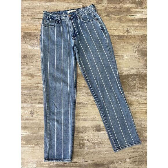 PacSun Pinstriped Mom Jeans Cropped Women’s Size 26 - Picture 1 of 6